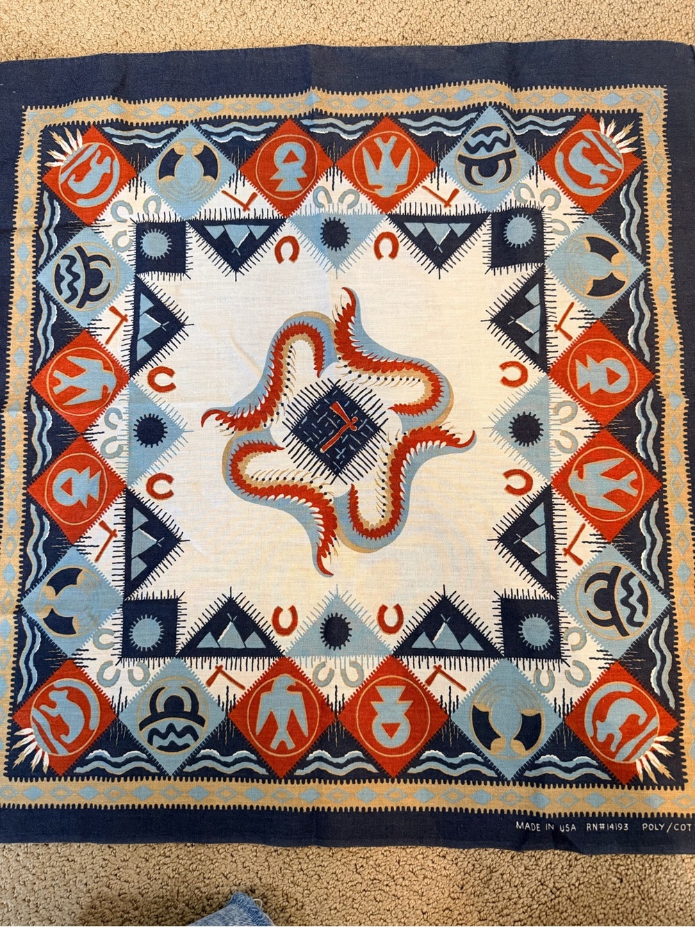 Vintage Southwestern Western Print Square Scarf - Picture 1 of 5